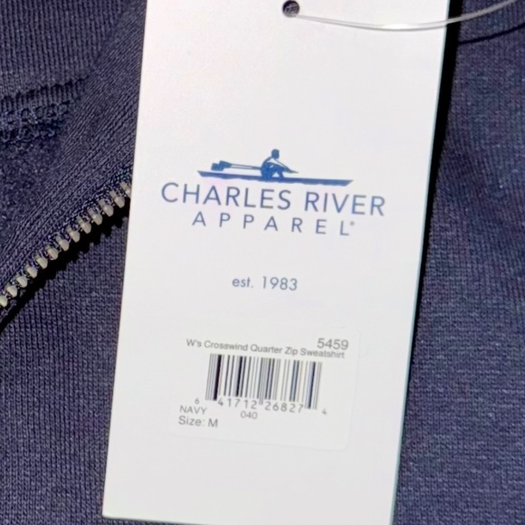 Charles River Apparel Navy Crosswind Quarter-Zip Pullover NWT - Picture 5 of 7